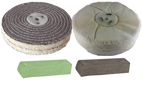 Bench Grinder Polishing Kit 150mm Double Wide Buffs (Stainless / Brass)