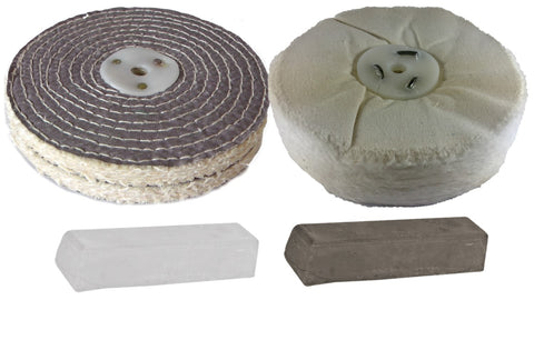 Bench Grinder Polishing Kit 150mm Double Wide Buffs (Alum / Alloys)