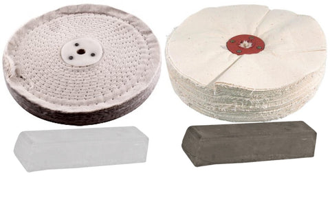 Bench Grinder Polishing Kit 200mm Double Wide Buffs (Alum / Alloys)