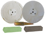 Bench Grinder Polishing Kit 150mm Buffs + Spindle (Stainless / Brass)