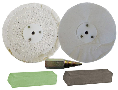 Polisher Polishing Kit 150mm Buffs + Spindle (Stainless Steel / Brass)
