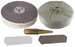 Bench Grinder Polishing Kit 150mm Double Wide Buffs + Spindle (Alum / Alloys)
