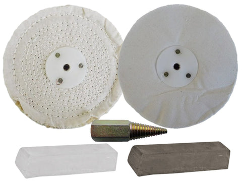 Polisher Polishing Kit 150mm Buffs + Spindle (Alum / Alloys)