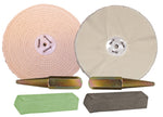 Bench Grinder Polishing Kit 200mm Buffs + 2 Spindles (Stainless / Brass)