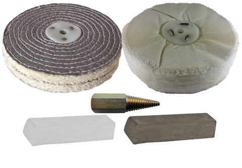 Polisher Polishing Kit 150mm Double Wide Buffs + Spindle (Alum / Alloys)